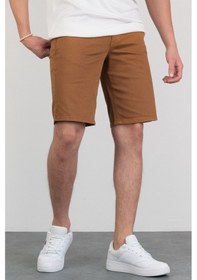 Resim HLT Jeans Erkek Kiremit Slim Kesim Comfort Likralı Denim Esnek Jeans Kot Şort Thomas-Kiremit 001 