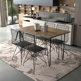 Resim Bambeds Mobilya Wood House Pera Metal Masa ve Metal Ayaklı Masa Takımı Sümela 