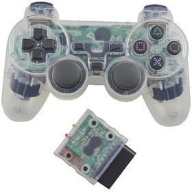 Resim Beyaz-şeffaf Renkli Oyun Denetleyicisi Sony Ps2 Kablosuz Gamepad Playstation 2 İçin 2.4 Ghz Titreşim Kontrolü Gamepad 