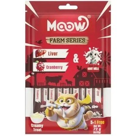 Resim Moow Ciğerli Kızılcıklı ve Keçi Sütlü Yetişkin Sıvı Kedi Ödül Maması 1 Adet 6x12 Gr 