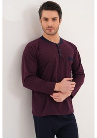 Resim Markalinda 3130 Bordo Büyük Beden Erkek Pijama Takımı Bordo 