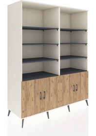 Resim Kronos Gardrop 10 Raflı 4 Kapaklı 176x59x221 Aytaşı-çam/antrasit Beyaz 