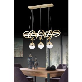 Resim Kuzey 3 Toplu Taçlı Rose Gold 3 Renk Oturma Odası Yemek Masası Salon Avizesi 