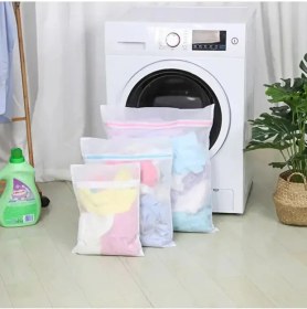 Resim Lüx 3 Lü Sütyen Yıkama Filesi I 3 Lü Renkli Fermuarlı File I 1 Adet Çamaşır Yıkama Topu Beyaz 