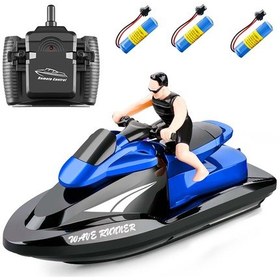 Resim Geekyou 2.4ghz Hızlı Rc Tekne, Çift Motorlu Ve Üç Pil İle Suya Ve Çarpmaya Dayanıklı, Karışıklık Olmadan Çoklu Yarış 