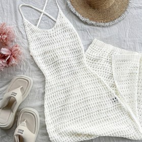 Resim Kadınlar İçin Seksi Kolsuz Tek Omuzlu Elbise - Yarı Şeffaf Dantel Desenli Uzun Kesim, Keyhole Detaylı, Bohem Plaj ve Yaz Akşamı Elbisesi, Sadece Elde Yıkama, Casual Yazlık Elbiseler, Tığ İşi Dokusu 