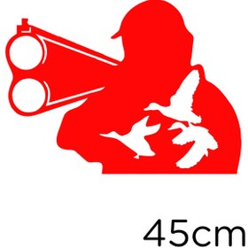 Resim MIGNATIS Elinde Tüfeği Ile Kuş Avlamaya Çalışan Avcı Sticker 45 Cm - Kırmızı 