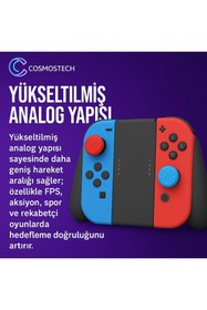 Resim cosmostech Kontrolfreek Turbo Switch Joy-Con Için Yüksek Konkav Analog Başlıkları Mavi Kırmızı 
