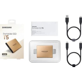 Resim Samsung Taşınabilir Harici SSD T5 500GB USB 3.1 ile 540 MB/s Okuma Hızı Gold Renk 