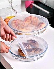 Resim Silikon Yuvarlak Borcam Kapağı Silikon 2 Adet Streç Kapak 2'li Kapak 
