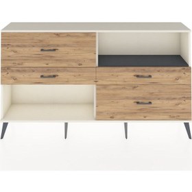 Resim Arges Konsol Tek Raflı 4 Çekmeceli 176x30x99 Aytaşı-antrasit/çam Aytaşı-antrasit/çam 