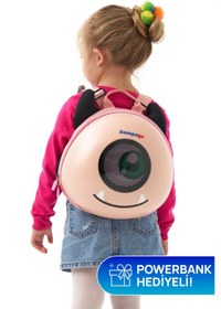 Resim Ed Ekranlı Sevimli Canavar Çocuk Sırt Çantası Işıklı Ve Akıllı Tasarım Pembe 
