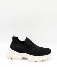 Resim Guja İthal Dolgu Tabanlı Triko Sneakers Kadın Spor Ayakkabı GJ497 Siyah 