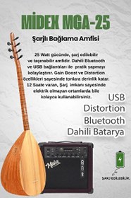 Resim Yonka B-143K-AMP Amfili Kısa Sap Dut Ağacı Kaliteli Saz Bağlama Seti 