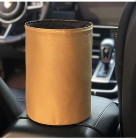 Resim Sarı Katlanabilir Araba Çöp Tenekesi Araba Depolama Kovası İç Çöp Konteyneri Atık Organizatör Tutucu Su Geçirmez Çöp Oto Aksesuarları 