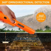 Resim El Tipi Metal Dedektörü: 12.7 cm Tarama Derinliği, 20.12 Metre Su Altında Çalışma, 360° Algılama, 3 Mod (Buzzer, Titreme ve Ses), Yetişkinler İçe Uygun Açık Hava Kullanımı ile El Tutma Göstergesi. Pil dahil deildir 
