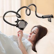 Resim 70.0cm Esnek Kol ile Ayarlanabilir Kaz Kuyruğu Telefon Tutucu - 360° Dönebilen Kelepçe, Dayanıklı ABS Malzeme - Yatak, Masa, Yemek Masası, Ofis ve Karavan için Mükemmel - Yıldız Tasarımı ile Şık Masa Aksesuarı, Yatak Montajları 