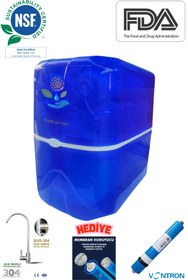 Resim ULUCAY AQUA Su Arıtma Cihazı Mavi Şeffaf 8 Litre Tanklı Vontron Membranlı Nsf Ve Fda Onaylı 