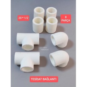Resim Pvc Boru 20*1/2 Pprc Kalorifer Doğalgaz Su Tesisatı Bağlantı Parçaları Seti ** 8 Parça 