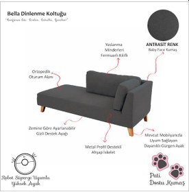 Resim Bella Rahat Dinlenme Koltuğu Josefin Koltuk Psikolog Koltuğu Kitap Okuma Koltuğu Puf Koltuk Kanepe Sağ Antrasit 