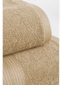 Resim 2 Parça Battal Lüks Premium Banyo Spa Havlu Takımı 90x170 Cm Bej Çok Renkli 