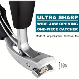Resim Ultra Sharp 304 Paslanmaz Çelik Ağır Hizmet Tırnak Makası, Ergonomik Uzun Sap, Geniş Çene Açıklığı Sıçrama Geçirmez Ayak Tırnağı Makası Erkekler ve Yaşlılar İçin, Profesyonel Manikür Aracı, Tırnak Sanatı Araçları 