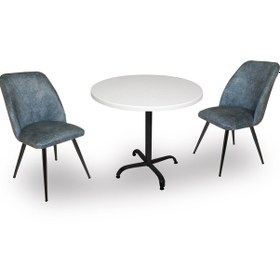 Resim Beymobilya Indigo Werzalit Yuvarlak - Nilüfer 2Li Masa Takımı (70 Cm Çap) 