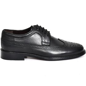 Resim DANACI Hakiki Deri Siyah Oxford Erkek Ayakkabı - Kösele Taban 