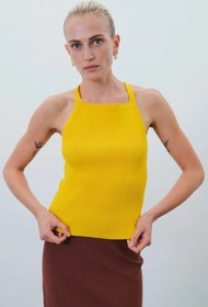 Resim Sarı Çapraz Askılı Kadın Atlet - Sarı / 42 