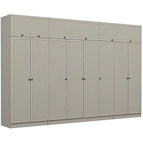 Resim Kale 8 Mebran Panjur Kapaklı 2 Çekmeceli Dolap Ve Yüklük Kumtaşı 235cm Bej 