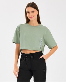 Resim Skechers W Crop Fit Graphic Tee T-shirt Kadın Mavi Tshirt S2510145-306 Mavi 
