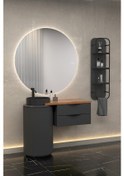 Resim Lotus Single 105 Cm Antrasit Lavabolu Banyo Dolabi - Antrasit (Raf Modül Dahil) 
