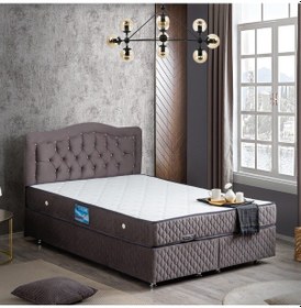 Resim Setaymobilya Baza, Şah Antrasit Çift Kişilik Baza + Başlık + Deluxe Yatak 