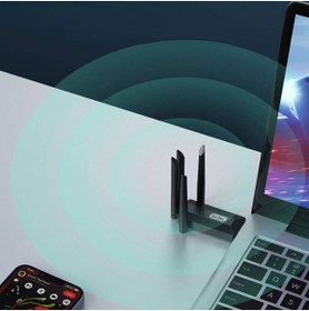 Resim Go-Des 4 Antenli Kablosuz İnternet Sağlayıcı USB WiFi Wireless Adaptör Go Des GD-BT318 Çift Bantlı 1200m 