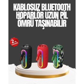 Resim Taşınabilir Şarjlı Bluetooth Hoparlör Güçlü Bas 