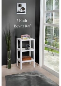 Resim 3 Katlı Beyaz Raf Kitaplık & Banyo Düzenleyicisi 73,5 Cm-brns0048 Beyaz 