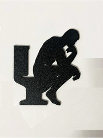 Resim moistrid Thinker Man Klozette Oturan Düşünen Adam - Kapı ,Priz ,Sifon Süsü Komik Dekoratif Plastik Çıkartma 