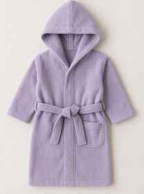 Resim CottonVerse Bebek & Çocuk Kapşonlu Bornoz - %100 Pamuk, Unisex Lila - Lila / 0-2 Yaş 