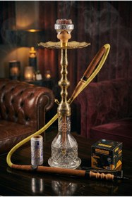 Resim gökkuşağı nargile Büyük Boy Geleneksel Bakır Nargile Tam Set 