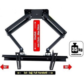 Resim Dizayn Truva 32'' - 42'' - 82 - 106 Ekran Çift Kollu Hareketli Tv Askı Aparatı Su Terazili 