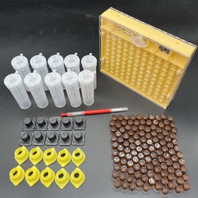 Resim 1 Set/152 Parça Arıcılık Kiti Nikot Kraliçe Arı Yetiştirme Plastik Aşılama Larva Kalem Saç Rulosu Kafes Hücresi Koruma Arıcılık Aletleri Tedarik 