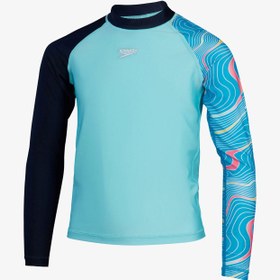Resim Speedo Printed Long Sleeve Çocuk Mavi Yüzücü Üstü 