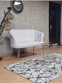 Resim Zafir İkili Krom Kaplama Tel Ayak Papatya Çay Seti Koltuk Berjer , Balkon, Salon, Ofis, Cafe Koltuk Takımı Krem 