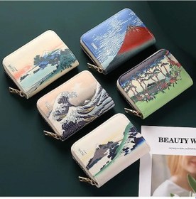 Resim Vintage Y2k Albümü Yeni Kimlik Deri Kartvizitlik Japon Yağlıboya Sanat Kart Tutucu Çoklu Kart Yuvası Rahat Cüzdan Kadın Çok Renkli 