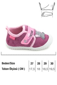 Resim Gezer Kız Çocuk Kışlık Tek Cırt Cırtlı Ayarlanabilir Rahat Taban Ev, Bahçe, Okul, Kreş Panduf Ayakka 