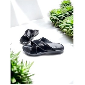 Resim Gezer Erkek Çapraz Yumuşak Taban Ev Terliği Siyah 