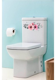 Resim 3M Pastel Çiçekli Klozet Kapağı Sticker Banyo Sticker 