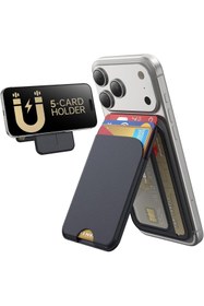 Resim Kipgsm MagSafe Kartlık Cüzdan 5 Kart Kapasiteli Manyetik Standlı Kart Tutucu (iPhone & Samsung Uyumlu) 