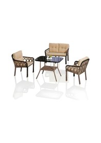 Resim Neva 2+1+1+masa Bahçe Takımı Kahve Gri 