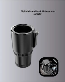 Resim Araba Bardaklığı Isıtma Soğutma Ayarlı Çakmak Girişli Akıllı Model Renkli 